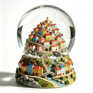 Globo <span class=keywords><strong>di</strong></span> Neve in Resina con Villaggio Costiero Europeo, Ornamento Souvenir Turistico, Decorazione da Scrivania - Product Image 2