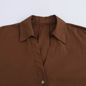 Mode printemps : chemise en popeline à manches larges unique, chemisier vintage à manches longues pour femme, <span class=keywords><strong>haut</strong></span> <span class=keywords><strong>chic</strong></span> rose poudré - Product Image 4