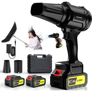 Souffleur de feuilles sans fil léger MD-R922 21V à batterie lithium, moteur sans balais, 2 batteries 4.0Ah, chargeur, 980 000 tr/min, garantie 1 an - Product Image 1