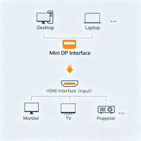 Adaptor Mini ke VGA 1080p Konverter Pria ke Wanita untuk MacBook iMac Surface Laptop Monitor Proyektor