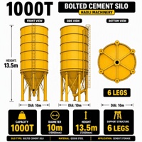 Silo à ciment boulonné 1000T avec dépoussiéreur pour centrale à béton ; Réservoir de stockage en acier de grande capacité 13,5 m