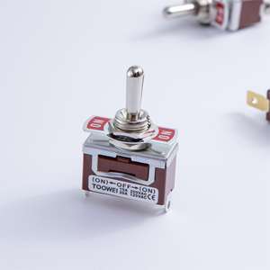 TOOWEI Switch Toggle SPDT (ON)-OFF-(ON) Interruptor de palanca momentáneo de 3 pines - Product Image 1