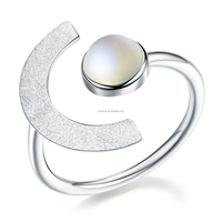 Lotus Fun Handmade Sterling Silber verstellbarer Mondform Ring für Frauen Feiner Schmuck für Frauen