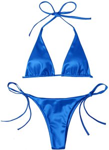 2023 New Fashion 13 Colors Ladies' Liquid <strong>Metallic</strong> Shiny <strong>String</strong> <strong>Bikini</strong> 2 Piece Swimsuit Set - Product Image 5