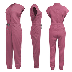 Cao cấp y tế chà Jumpsuit đứng cổ áo rung tay áo dây kéo dệt vải cho các bác sĩ y tá chăm sóc công nhân phòng điều hành - Product Image 3