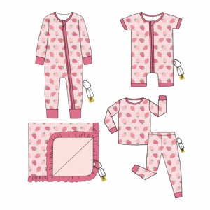 Meilleures ventes Automne/Hiver Combinaison bébé en bambou à manches longues et imprimé fruits, durable et extensible, pour usage quotidien - Product Image 4