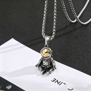 yunnique Astronaut Meditation Fun <b>Titanium</b> Steel Pendant Cartoon Geometric Unisex Necklace Gift Stainless Steel JD215 - Product Image 2