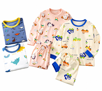 Vente en gros de pyjamas pour enfants en coton à manches longues avec motif de dessin animé, ensemble deux pièces, vêtements de nuit, approvisionnement ODM
