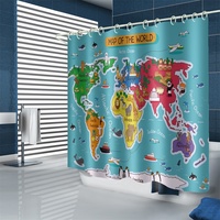 Cortina de baño con estampado de mapa del mundo, cortina de ducha impermeable con estampado Digital y bandera nacional