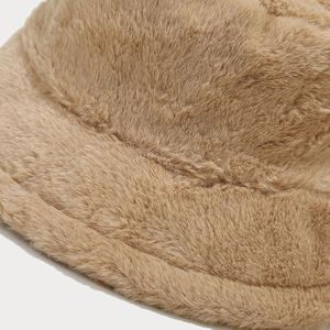 Autumn Winter Outdoor Warm Plush Bucket <b>Hat</b> Hot Selling Solid Color Simple Furry Bucket <b>Hat</b> - Product Image 6