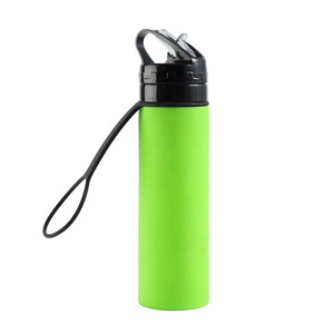 Bouteille d'eau pliable en silicone de haute qualité, logo personnalisé, sans BPA, intelligente, pour vélo, écologique, camping, 600 ml - Product Image 5