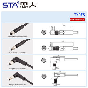 Sensor 4-poliger M5-Stecker IP67 rechtwinklig und gerade <span class=keywords><strong>3</strong></span>-polige 4-polige Buchse Wasserdichter Kabelst ecker PVC-PUR-Kabel - Product Image 5