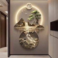 Décoration Murale LED 3D Moderne de Luxe pour Entrée, Plaque de Bienvenue en Cristal de Pin, Sculpture Acrylique, Peinture Paysagère – Vente en Gros
