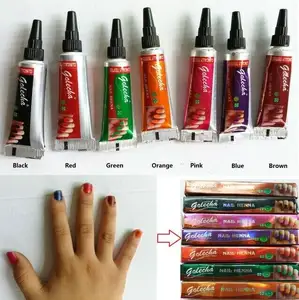 Custom Glass Bottle To Pack Maroon Red Green 10 Colors Henna Nail Stain Paint Henna Paste Cream Shades For Nails