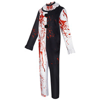 Costume de Clown Tueur Adulte pour Halloween, Tenue Effrayante Noire et Blanche, Combinaison et Masque pour Hommes et Femmes