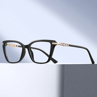 Lunettes anti-lumière bleue pour femmes MS 81687, monture œil de chat, branches élégantes incrustées de triple strass, finition polie, lunettes de mode