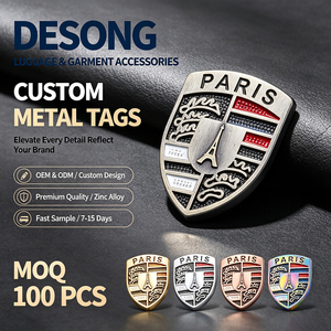 DESONG Custom Metal Round Tags Zinc Alloy Embossed Logo <b>Luggage</b> Garment Accessories 100PCS MOQ - Product Image 3