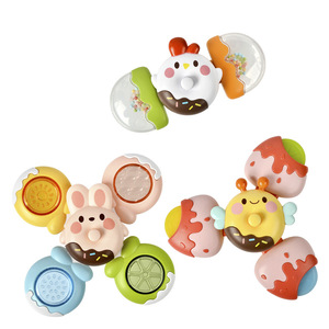 Lot de 3 hochets sensoriels en silicone souple pour bébé, jouets rotatifs à ventouse pour chaise de bain ou de repas, pour enfants de 1 à 2 ans - Product Image 1