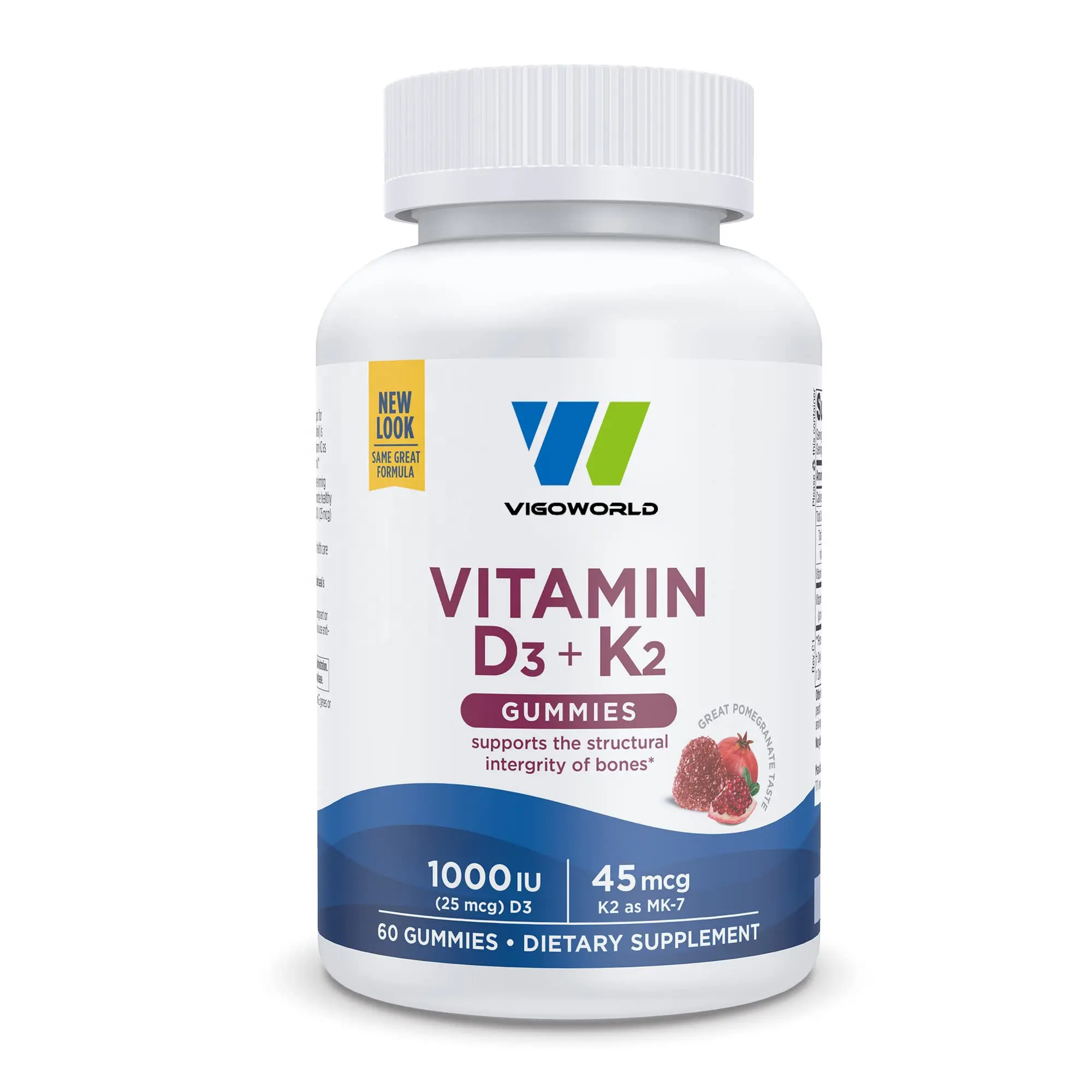 Vitamina d3 + k2 gomas promove função muscular saudável