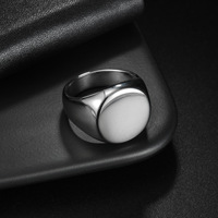 Bague personnalisable gravable en acier inoxydable doré, bague signet ronde pour homme, bijoux de mariage en or