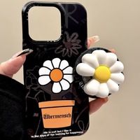 Support magnétique en acrylique 3D style coréen, motif marguerite blanche, base noire offrant une forte adhérence, idéal pour une utilisation sur bureau, parfait pour les utilisateurs paresseux