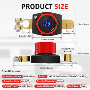 สวิตช์ตัดไฟแบตเตอรี่รถยนต์ 250A พร้อมโวลต์มิเตอร์ - Product Image 2