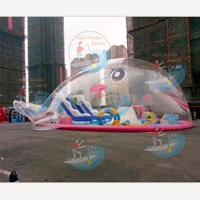 Palais de cristal gonflable pour enfants, maison à bulles géante transparente, île baleine, piscine à millions de balles océaniques, aire de jeux pour enfants