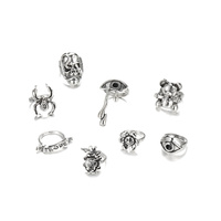 8 pièces/ensemble oeil larmes anneau Punk bijoux fleur araignée anneaux