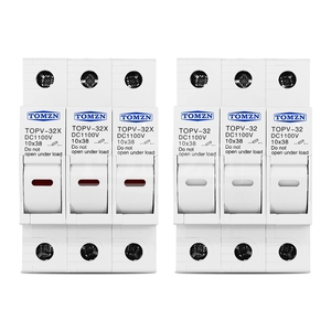 Porte-<span class=keywords><strong>fusible</strong></span> TOMZN 3P 1100V CC 10*38mm pour système photovoltaïque PV, rail DIN, voyant lumineux, boîte à fusibles domestique - Product Image 6