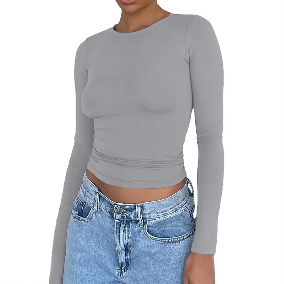 Sıcak satış Y2K yaz Retro üst sıcak kız raglan kollu kısa uzun kollu T-shirt tasarım benzersiz slim fit giyim üreticileri