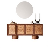 Buffet de rangement de luxe en bois massif de style rétro français pour salon, maison et hôtel