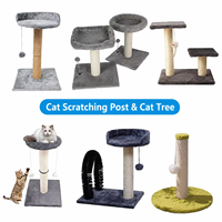 En gros, Arbre à chat moderne en bois personnalisé, petit modèle, avec griffoir, perchoir en peluche et boule suspendue, gain de place, jouet d'intérieur, emballage carton