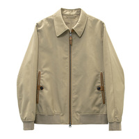 Blouson Bomber Homme Décontracté Chic à Col Rabattu Zippé en Toile Écologique avec Doublure de Haute Qualité et Poignets Côtelés sur le Devant