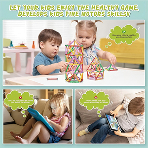 Vente flash - Jouets magnétiques 3D colorés pour enfants - Bâtons magnétiques en métal permanents et billes en acier - Product Image 3
