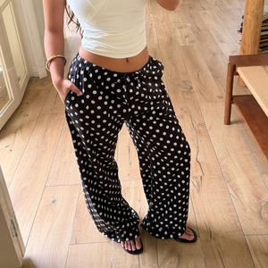 Pantalon de plage taille basse à pois style Y2K, décontracté et ample, streetwear pour femme, vente en gros - Product Image 3