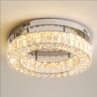 Plafonnier en cristal de luxe léger atmosphère ronde petit salon chambre cristal transparent nouveaux plafonniers et lanternes