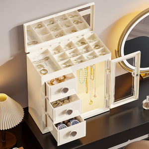 Jewelry Storage Box 3 Layers With Door And Drawers For Home Use - Product Image 2