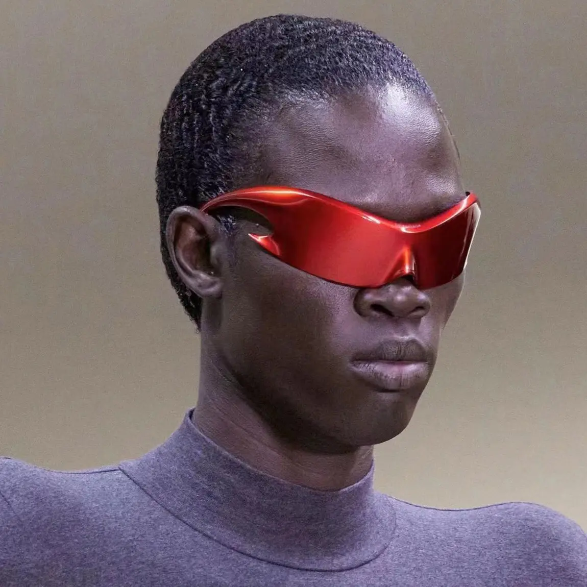 EW-gafas de sol divertidas de una pieza, lentes de sol deslumbrantes de moda con sentido futurista, punk Hip Hop
