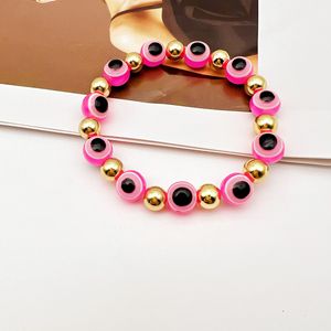 Turkish Blue Eye Elastic Beaded <b>Bracelet</b> Zinc Alloy Unisex Gift Jewelry <b>Bracelet</b> <b>Ball</b> Shape Simple Evil Eye Design - Product Image 2