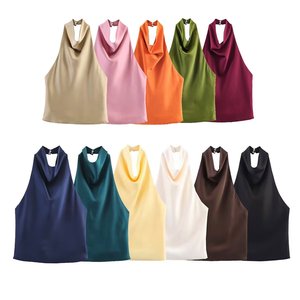 ZEVITY Vêtements Femme 2026 Nouvelle Collection Printemps – Hauts Halter Sans Manches Couleur Unie <span class=keywords><strong>Dos</strong></span> <span class=keywords><strong>Nu</strong></span> Élégant pour Femme - Product Image 1