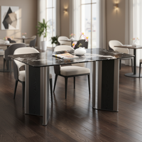 Ensemble de table à manger en marbre carré minimaliste nordique moderne, design luxueux en bois, meubles de maison pour salle à manger