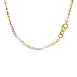 New cat's eye stone imitation pearl colour pearl clash necklace titanium steel jewellery customized