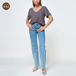 Logo personnalisé simple impression broderie <span class=keywords><strong>allaitement</strong></span> col en V profond <span class=keywords><strong>t</strong></span>-<span class=keywords><strong>shirt</strong></span> avec <span class=keywords><strong>fermeture</strong></span> <span class=keywords><strong>éclair</strong></span> invisible - Product Image 5