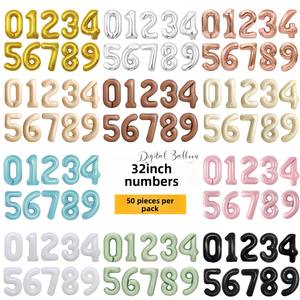 50 pz/pacco 32 pollici versione di vari colori Golden compleanno numero pellicola in alluminio palloncino decorazione festa felice palloncini - Product Image 1