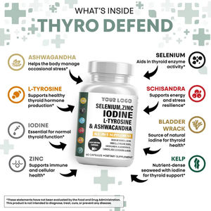 Cápsulas de Mezcla Herbal <span class=keywords><strong>con</strong></span> Fórmula Todo en Uno: Selenio, Yodo, L-tirosina y Ashwagandha para <span class=keywords><strong>la</strong></span> Salud de <span class=keywords><strong>la</strong></span> <span class=keywords><strong>Tiroides</strong></span> y el Apoyo Adrenal, Vegano, 60 Unidades - Product Image 3