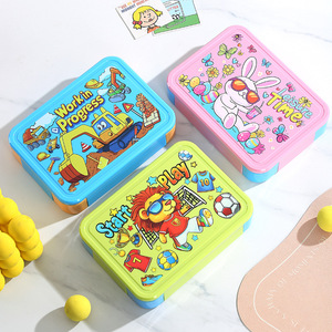 Cartoon Childrens Bento <b>Box</b> With Compartment Sealed Lunchbox <b>Microwaveable</b> Eco Friendly For School Kids - Product Image 1