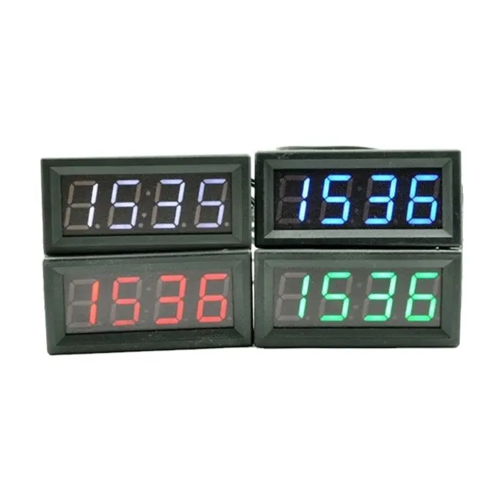 Termómetro de reloj para coche, voltímetro verde/rojo, cc 12V 24V 0,56, medidor Digital de temperatura de voltaje