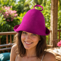 Chapeau de sauna en feutre de laine magenta, écologique, réutilisable, unisexe, personnalisable, respirant et résistant à la chaleur, pour la protection des cheveux
