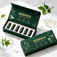 Boîte d'emballage personnalisée écologique pour 6 flacons de sérum peptidique de 10 ml, fermeture magnétique de luxe, boîte rigide en carton, mousse mate, revêtement UV