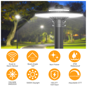 ไฟส่องสว่างพื้นที่ LED 60W/48W/36W 5000K 100-277VAC สำหรับภายนอกอาคาร ใช้ในพื้นที่เชิงพาณิชย์ ปรับกำลังไฟได้ กันน้ำ IP65 พร้อมโฟโตเซลล์ - Product Image 2